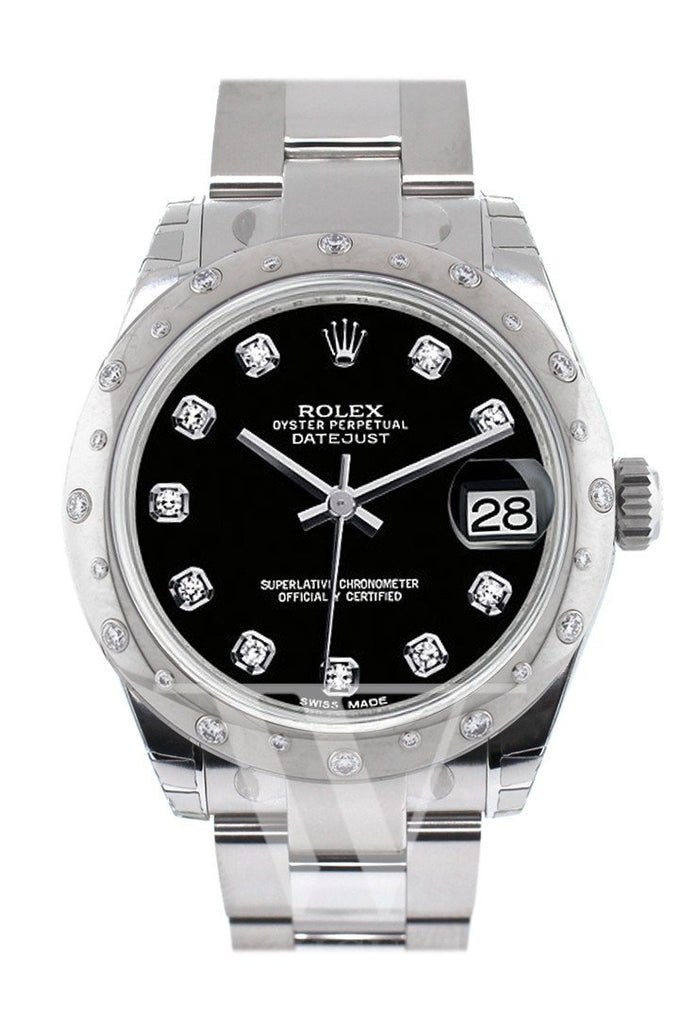Rolex Datejust 31 Black Diamond Dial Dome Set With Diamonds Bezel Ladies Watch 178344 / None