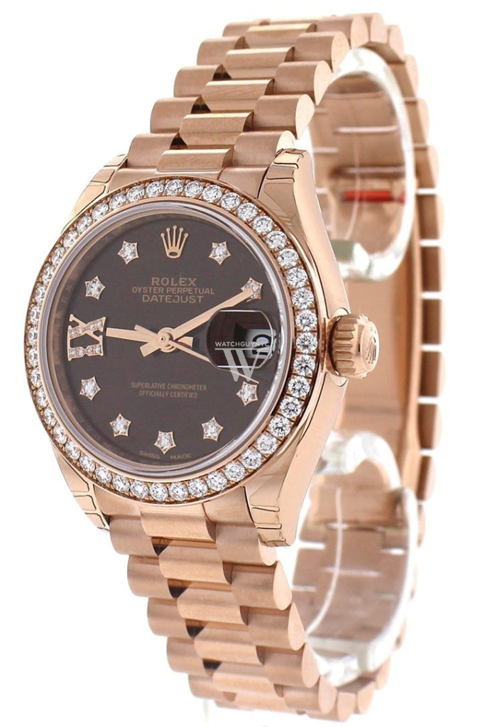ROLEX 279135RBR Lady Datejust 28 Rose Gold President Ladies