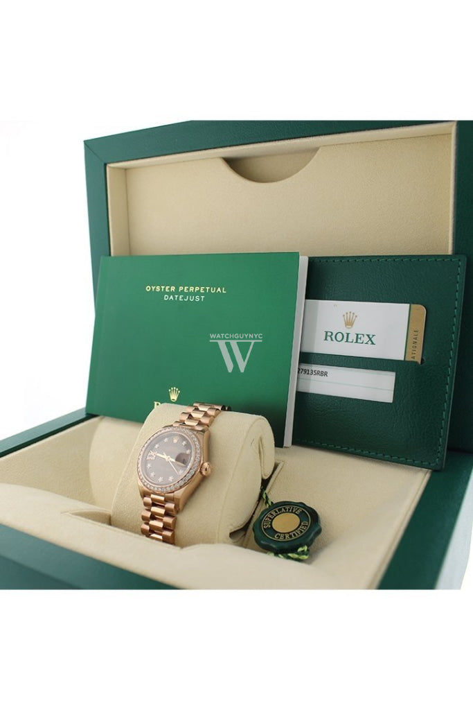 Rolex Lady-Datejust 28 Chocolate Dial 18K Rose Gold President Ladies Watch 279135Rbr