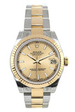 Rolex Datejust 31 Champagne Dial Fluted Bezel 18K Gold Two Tone Ladies Watch 178273