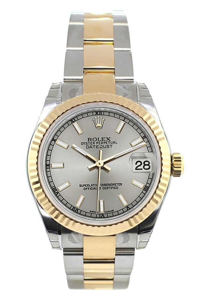 Rolex Datejust 31 Silver Dial Fluted Bezel 18K Gold Two Tone Ladies 178273 Watch
