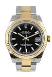 Rolex Datejust 31 Black Dial Fluted Bezel 18K Gold Two Tone Ladies 178273