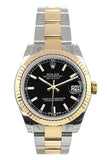 Rolex Datejust 31 Black Dial Fluted Bezel 18K Gold Two Tone Ladies 178273 Watch