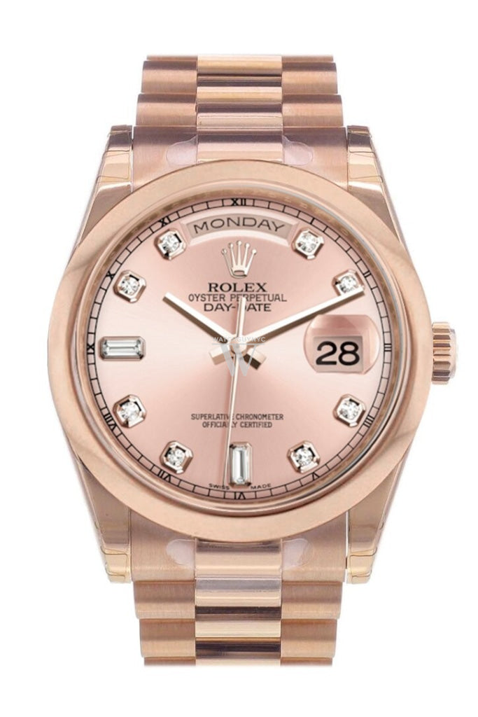 Rolex Day-Date 36 Pink Set With Diamonds Dial President Everose Gold Watch 118205
