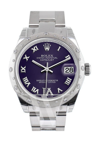 Rolex Datejust 31 Purple Roman Large Vi Diamond Dial Dome Set With Diamonds Bezel Ladies Watch