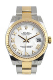 Rolex Datejust 31 White Roman Dial Fluted Bezel 18K Gold Two Tone Ladies 178273 / None Watch