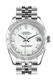 Rolex Datejust 31 White Dial Dome Set With Diamonds Bezel Jubilee Ladies Watch 178344 / None