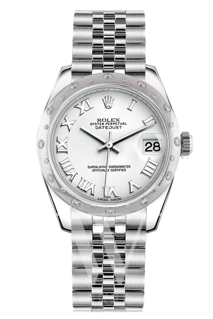 Rolex Datejust 31 White Dial Dome Set With Diamonds Bezel Jubilee Ladies Watch 178344