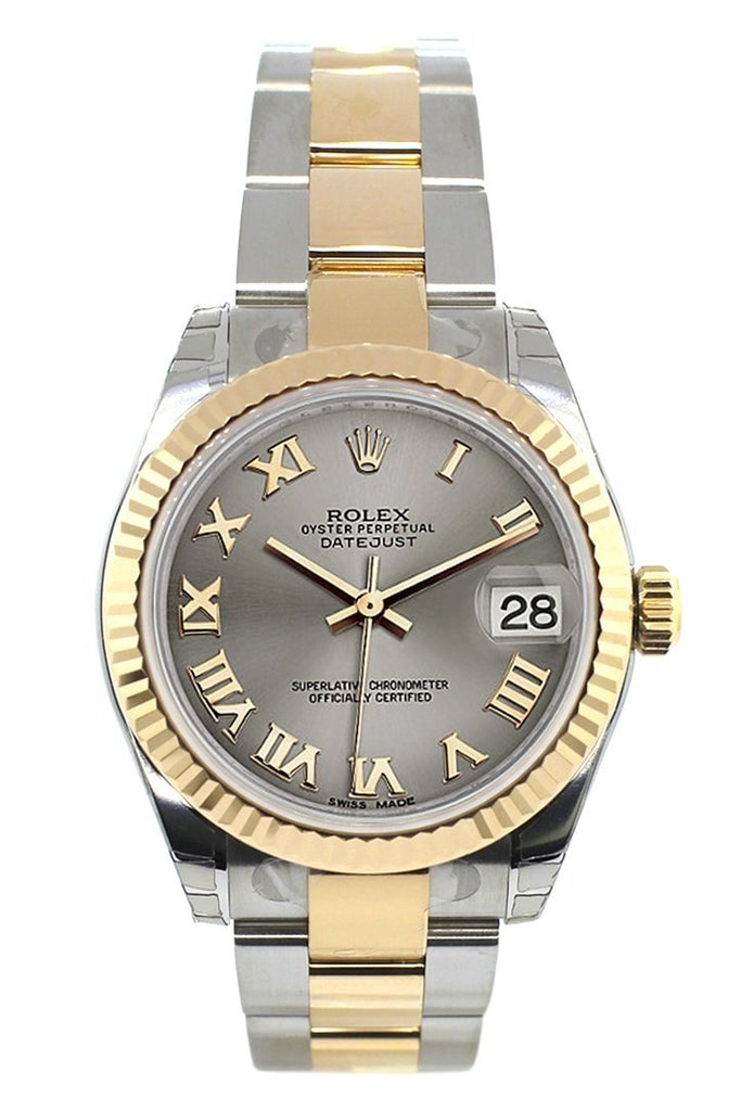 Rolex Datejust 31 Steel Roman Dial Fluted Bezel 18K Gold Two Tone Ladies 178273 Watch