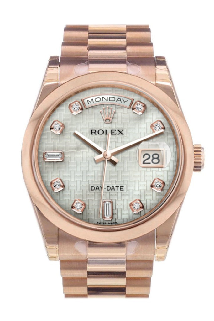 Rolex 118205 Day Date 36 Pearl Diamond Dial President Everose Gold