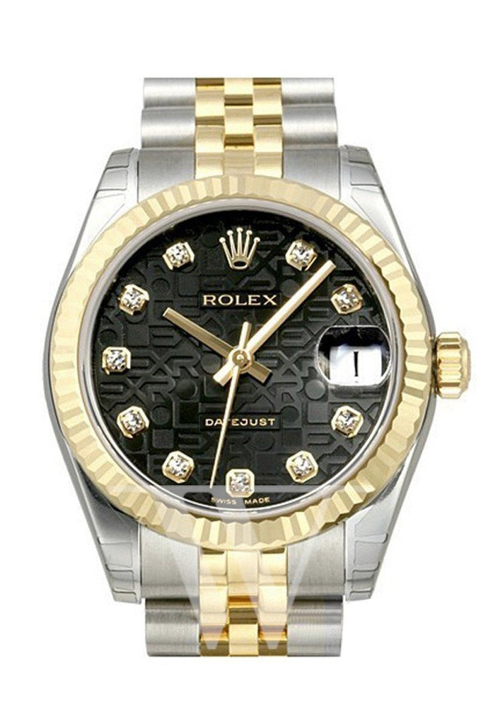 Rolex Datejust 31 Black Jubilee Diamond Dial Steel And Yellow Gold Ladies Watch 178273 / None