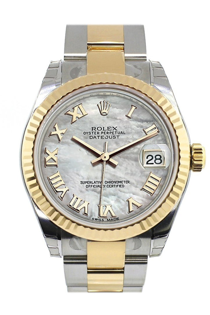 Rolex Datejust 31 Mother Of Pearl Roman Dial Fluted Bezel 18K Gold Two Tone Ladies 178273 / None