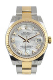 Rolex Datejust 31 Mother Of Pearl Roman Dial Fluted Bezel 18K Gold Two Tone Ladies 178273 / None