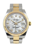 Rolex Datejust 31 Mother of Pearl Diamonds Dial Fluted Bezel 18K Gold Two Tone Ladies 178273