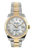 Rolex Datejust 31 Mother Of Pearl Diamonds Dial Fluted Bezel 18K Gold Two Tone Ladies 178273 Watch