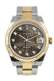 Rolex Datejust 31 Black Mother of Pearl Jubilee Diamonds Dial Fluted Bezel 18K Gold Two Tone Ladies 178273