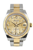 Rolex Datejust 31 Champagne Jubilee Diamond Dial Fluted Bezel 18K Gold Two Tone Ladies 178273