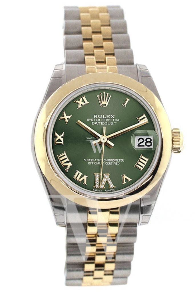 Rolex Datejust 31 Olive Green Large Vi Set With Diamonds Gold Jubilee Ladies 178243 Watch