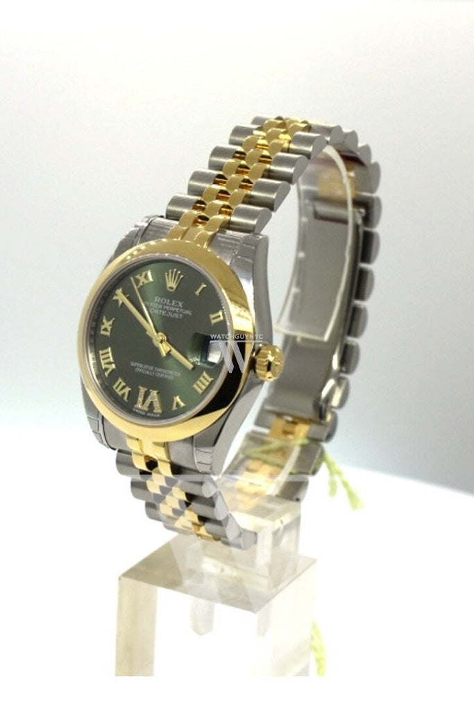 Rolex Datejust 31 Olive Green Large Vi Set With Diamonds Gold Jubilee Ladies 178243 Watch