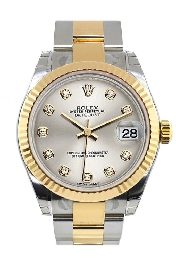 Rolex 178273 Datejust 31 Silver Diamond Dial Fluted Bezel Ladies