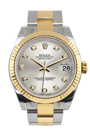 Rolex Datejust 31 Silver Diamond Dial Fluted Bezel 18K Gold Two Tone Ladies 178273 / None Watch