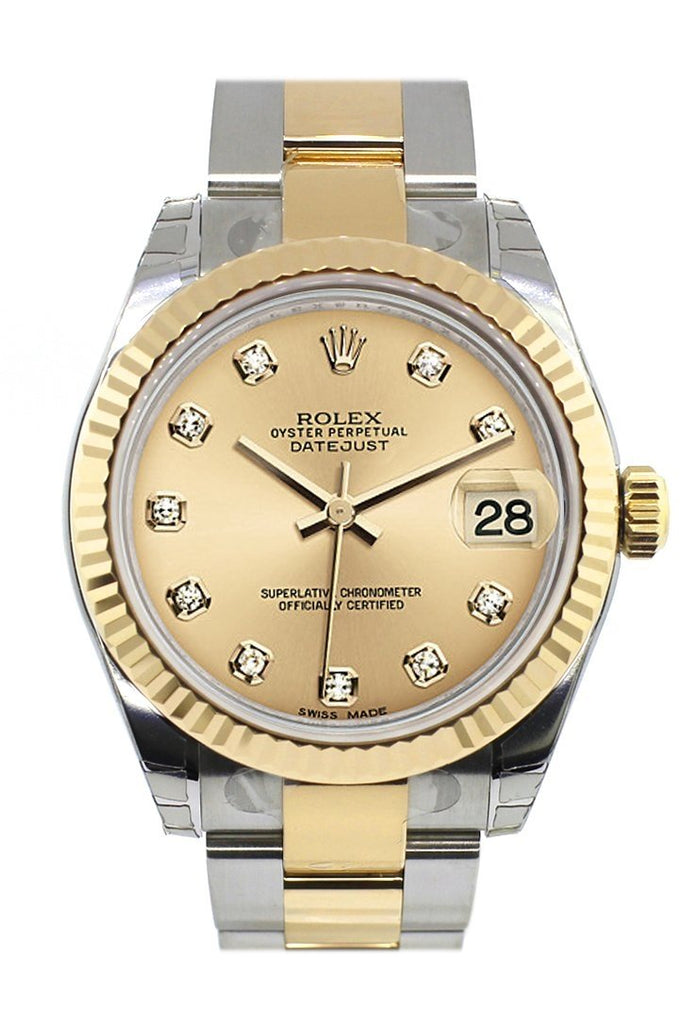 Rolex Datejust 31 Champagne Diamond Dial Fluted Bezel 18K Gold Two Tone Ladies 178273 / None Watch