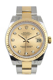 Rolex Datejust 31 Champagne Diamond Dial Fluted Bezel 18K Gold Two Tone Ladies 178273