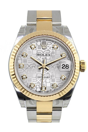 Rolex Datejust 31 Silver Jubilee Diamond Dial Fluted Bezel 18K Gold Two Tone Ladies 178273 / None