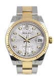 Rolex Datejust 31 Silver Jubilee Diamond Dial Fluted Bezel 18K Gold Two Tone Ladies 178273 / None