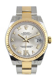 Rolex Datejust 31 Silver Roman Large Vi Diamond Dial Fluted Bezel 18K Gold Two Tone Ladies 178273 /