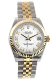 Rolex Datejust 31 White Roman Dial Fluted Bezel 18K Gold Two Tone Jubilee Ladies 178273 Watch