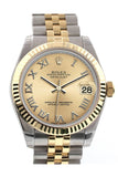 Rolex Datejust 31 Champagne Roman Dial Fluted Bezel 18K Gold Two Tone Jubilee Ladies 178273 / None