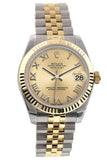 Rolex Datejust 31 Champagne Roman Dial Fluted Bezel 18K Gold Two Tone Jubilee Ladies 178273 Watch