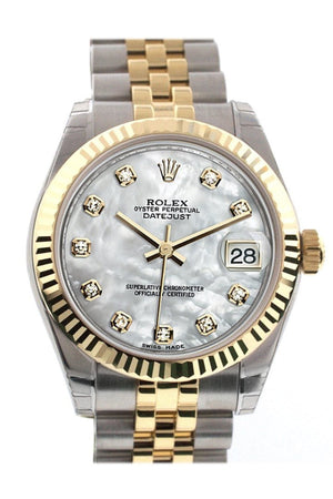 Rolex Datejust 31 Mother Of Pearl Diamonds Dial Fluted Bezel 18K Gold Two Tone Jubilee Ladies 178273