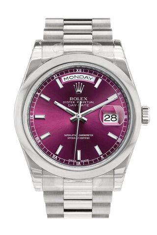 Rolex Day Date 36 Cherry Dial White Gold President 118206 WatchGuyNYC