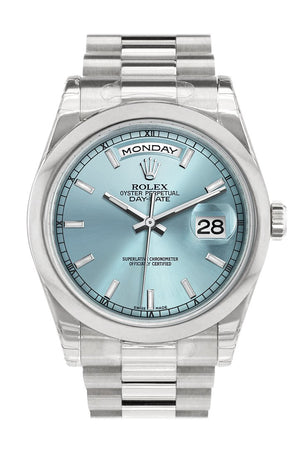 Rolex Day Date 36 Ice Blue Dial President Mens Watch 118206