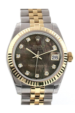 Rolex 178273 Datejust 31 Black Mother of Pearl Diamond Dial