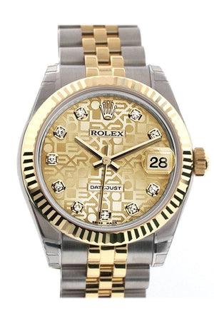 Rolex Datejust 31 Champagne Jubilee Diamond Dial Fluted Bezel 18K Gold Two Tone Ladies 178273 / None