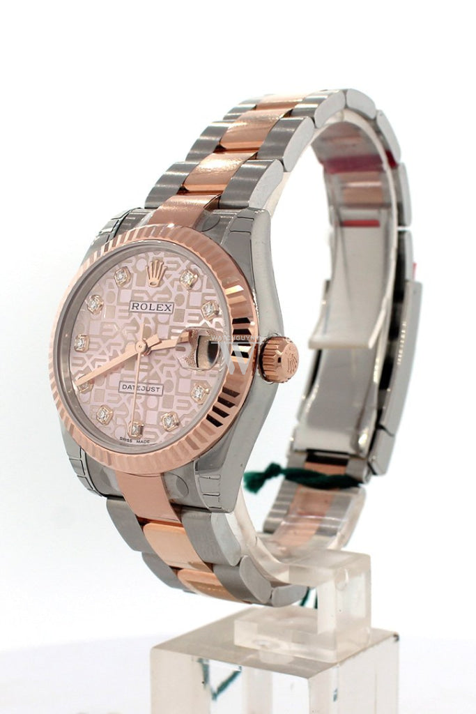 Rolex Datejust 31 Pink Jubilee Diamond Dial Fluted Bezel 18K Rose Gold Two Tone Ladies Watch 178271