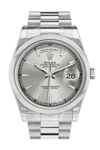 Rolex Day-Date 36 Rhodium Dial White Gold President 118206