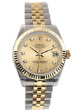 Rolex Datejust 31 Champagne Diamond Dial Fluted Bezel 18K Gold Two Tone Jubilee Ladies 178273 Watch