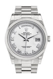 Rolex Day Date 36 White Roman Dial President Men's Watch 118206
