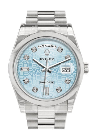 Rolex Day Date 36 Ice Blue Jubilee Design Set With Diamonds Dial President Mens Watch 118206