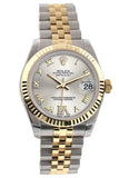 Rolex Datejust 31 Silver Roman Large Vi Diamond Dial Fluted Bezel 18K Gold Two Tone Jubilee Ladies
