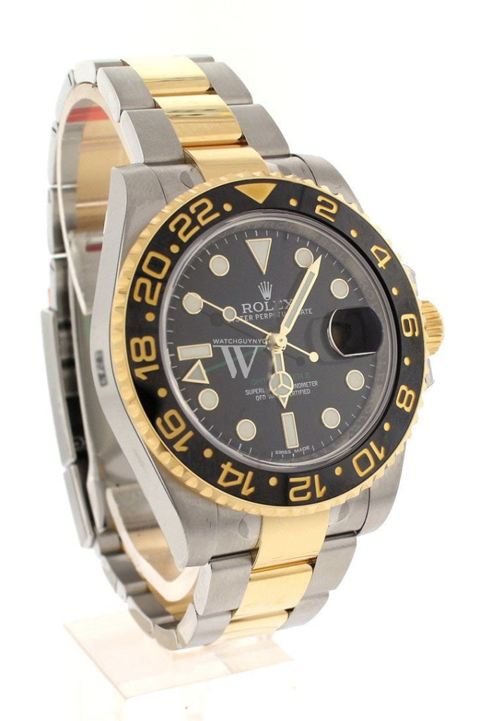 Rolex Gmt-Master Ii Black Dial Steel 18Kt Yellow Gold Mens Watch 116713