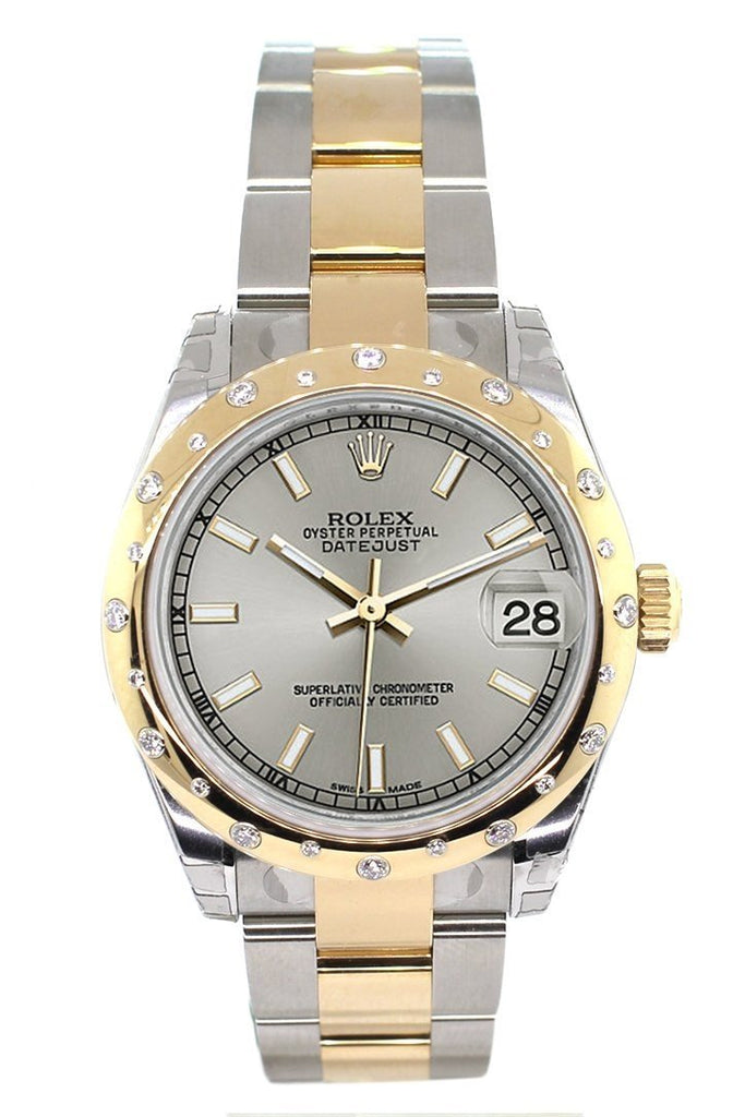 Rolex Datejust 31 Silver Dial Diamond Bezel 18K Gold Two Tone Ladies 178343 Watch