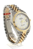 Rolex Datejust 36 White Roman Dial Fluted 18K Gold Two Tone Jubilee Watch 116233