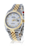 Rolex Datejust 36 White Roman Dial Fluted 18K Gold Two Tone Jubilee Watch 116233