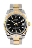 Rolex Datejust 31 Black Dial  Diamond Bezel 18K Gold Two Tone Ladies 178343