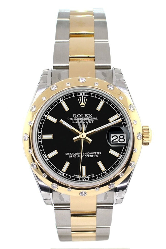 Rolex Datejust 31 Black Dial Diamond Bezel 18K Gold Two Tone Ladies 178343 Watch